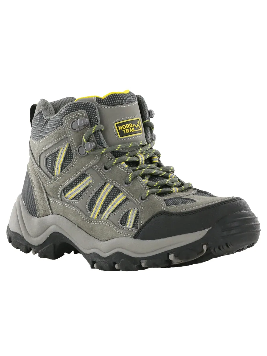 Nord Trail Boy's Mt. Hunter High Charcoal/Yellow Waterproof Leather Hiking Boot