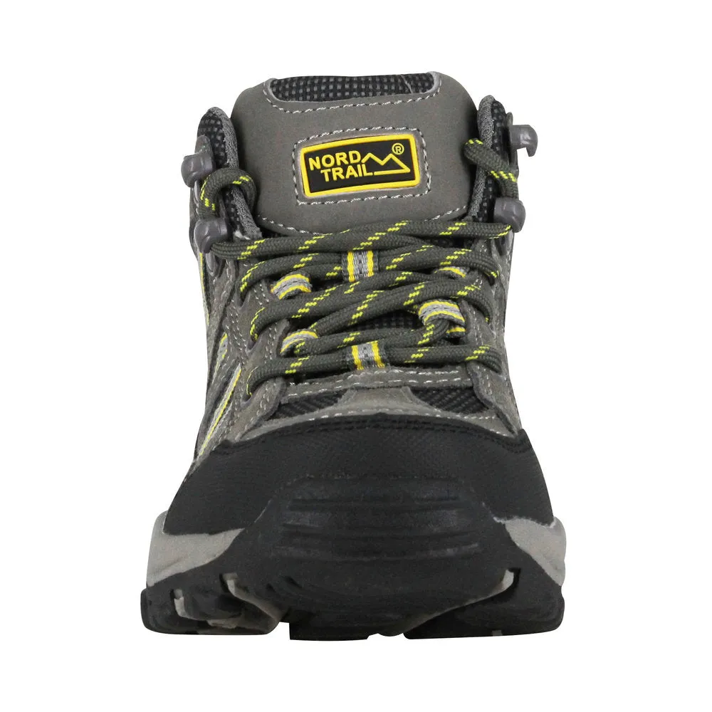 Nord Trail Boy's Mt. Hunter High Charcoal/Yellow Waterproof Leather Hiking Boot