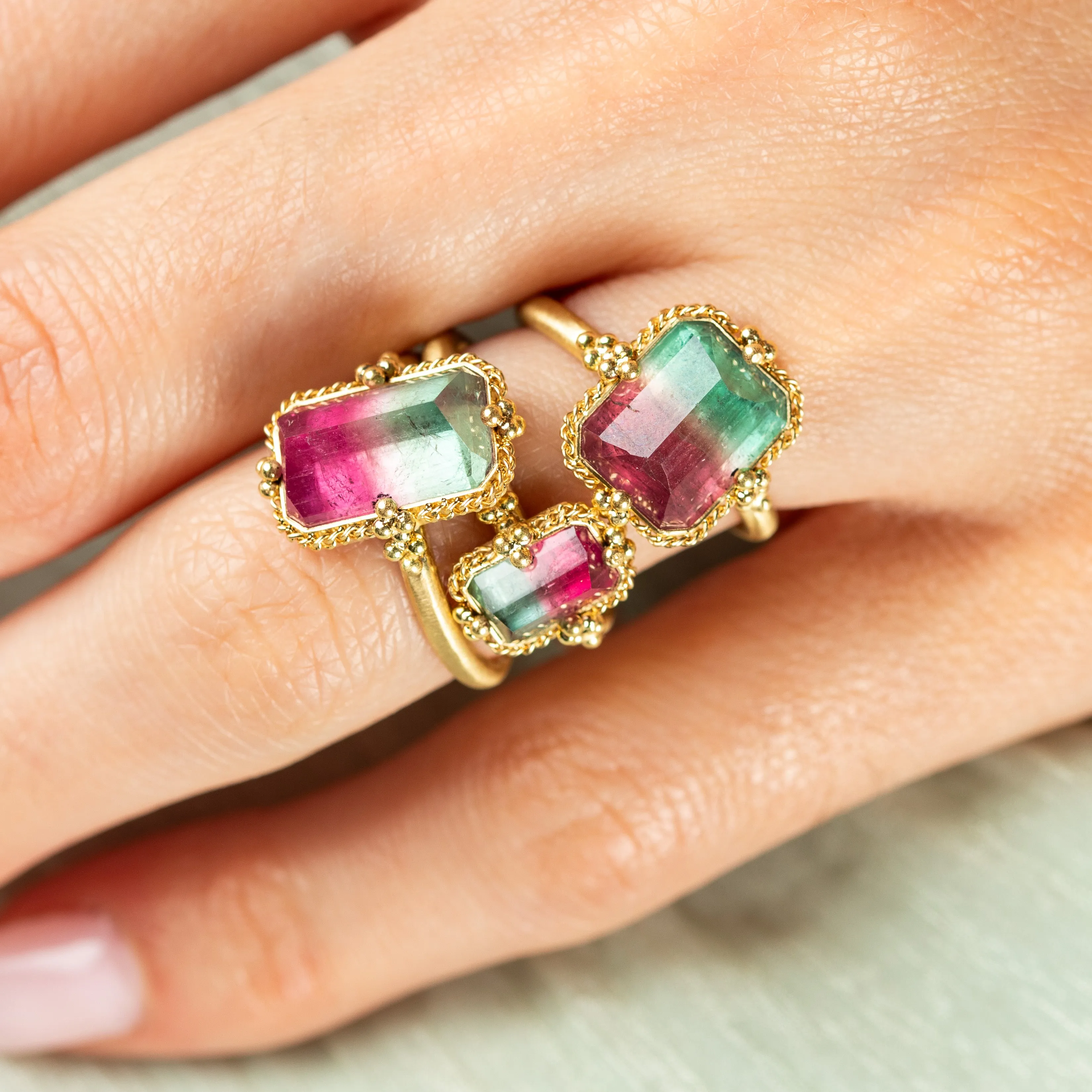 Petite Watermelon Tourmaline Ring