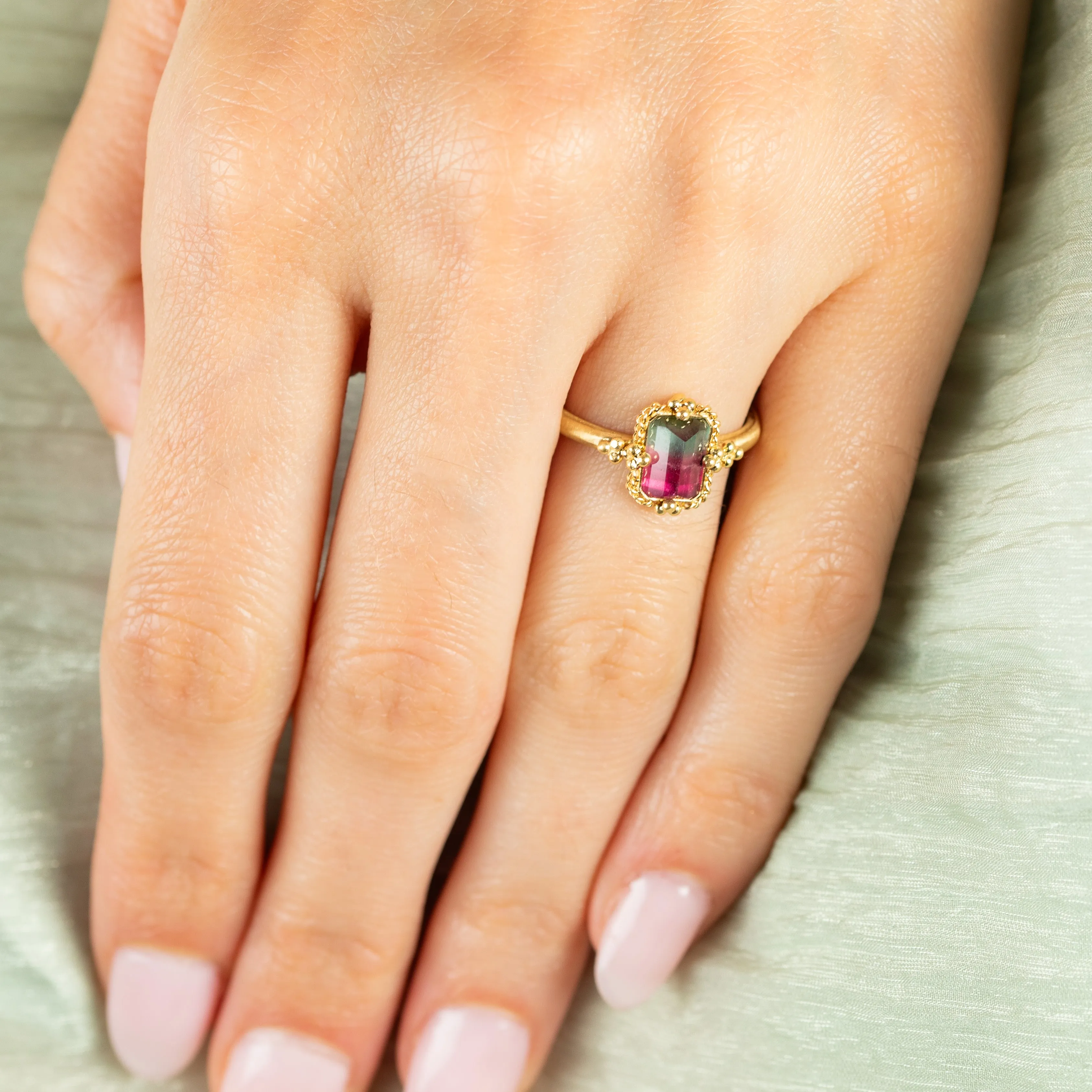 Petite Watermelon Tourmaline Ring