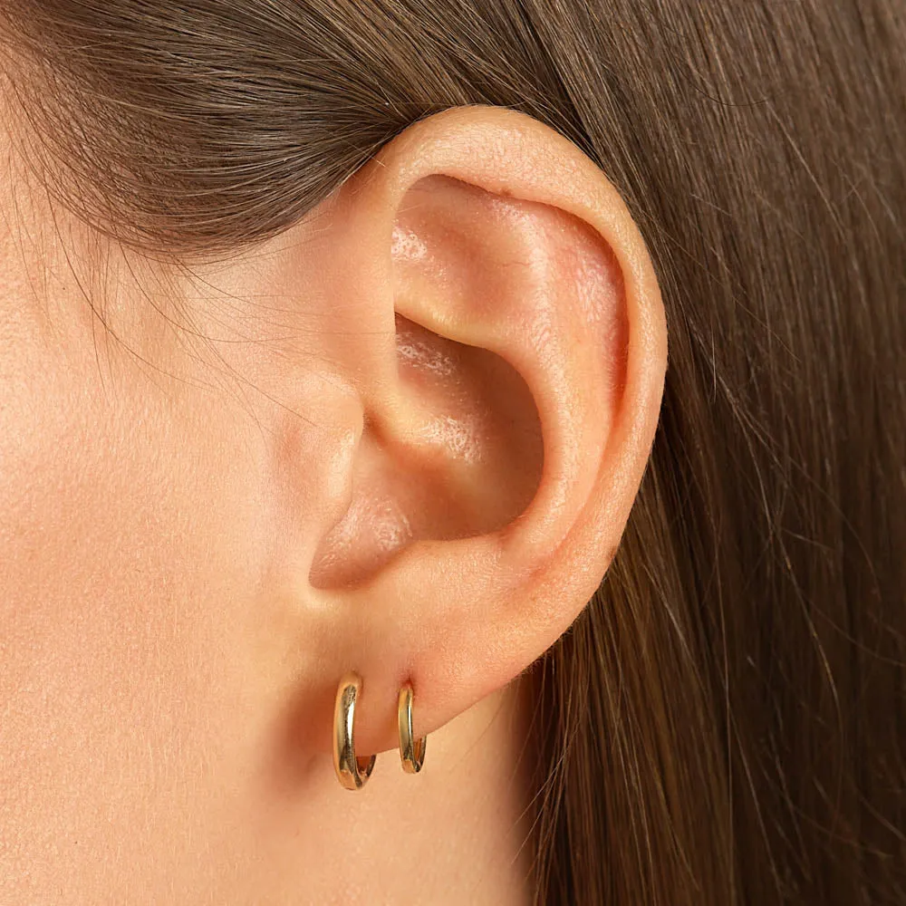 Plain Mini Huggie Earrings in 10k Gold