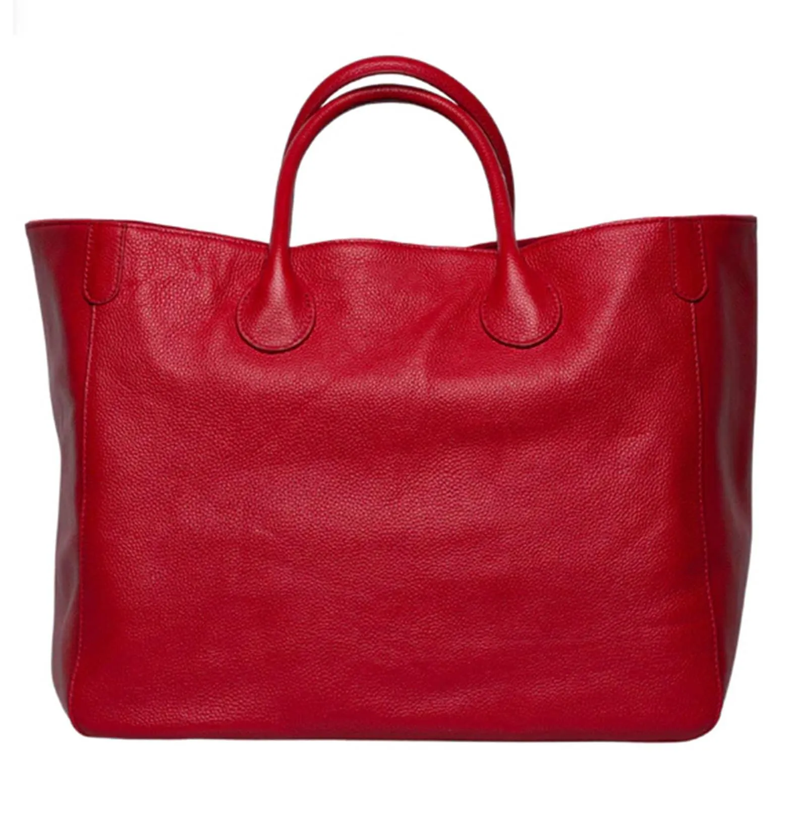 Red Large Leather Tote Bag, Cowhide Leather Bag, Must-have Lady Fashion Bag Bright Red, Weekend Bag, Working Bag, Personalized gifts