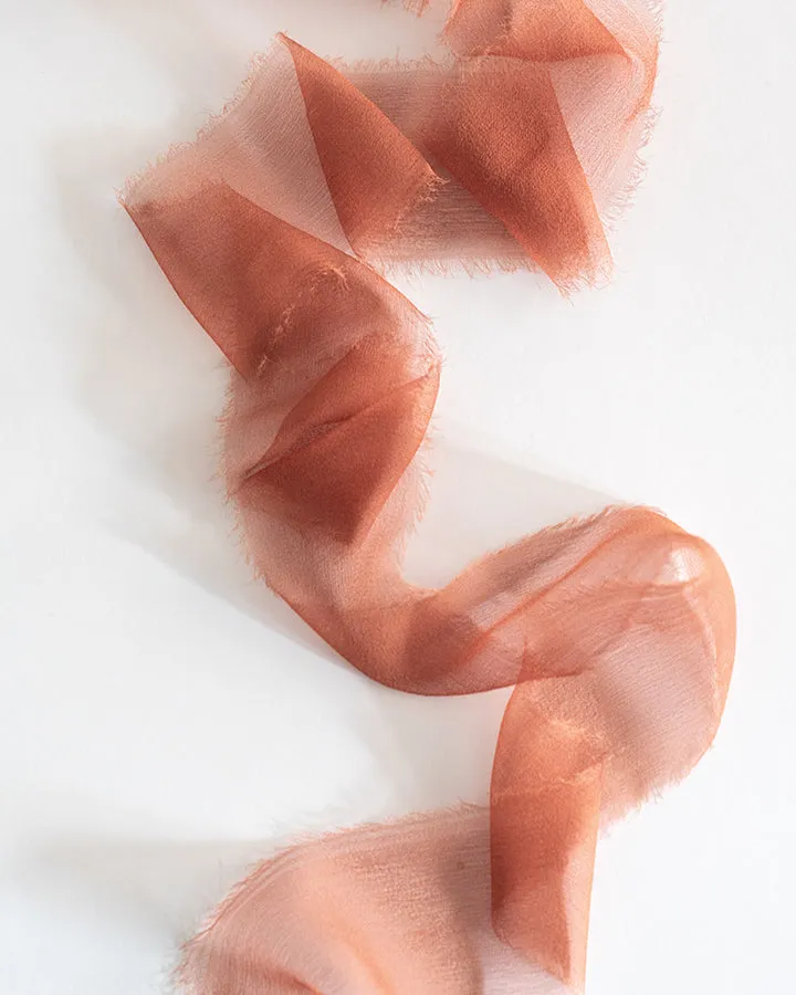 Silk Gossamer Ribbon in Terra Cotta