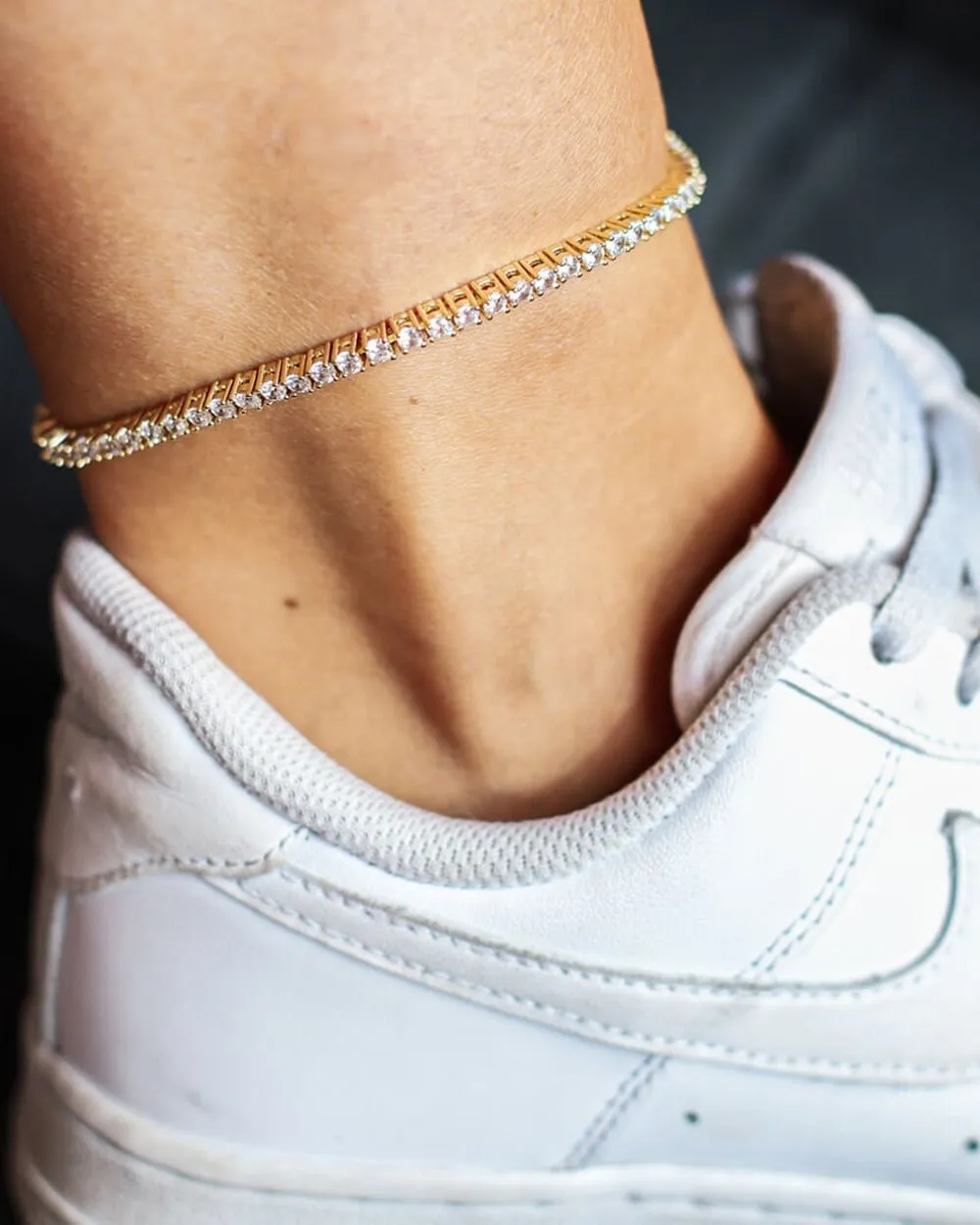 TENNIS ANKLET. - 3MM 14K GOLD