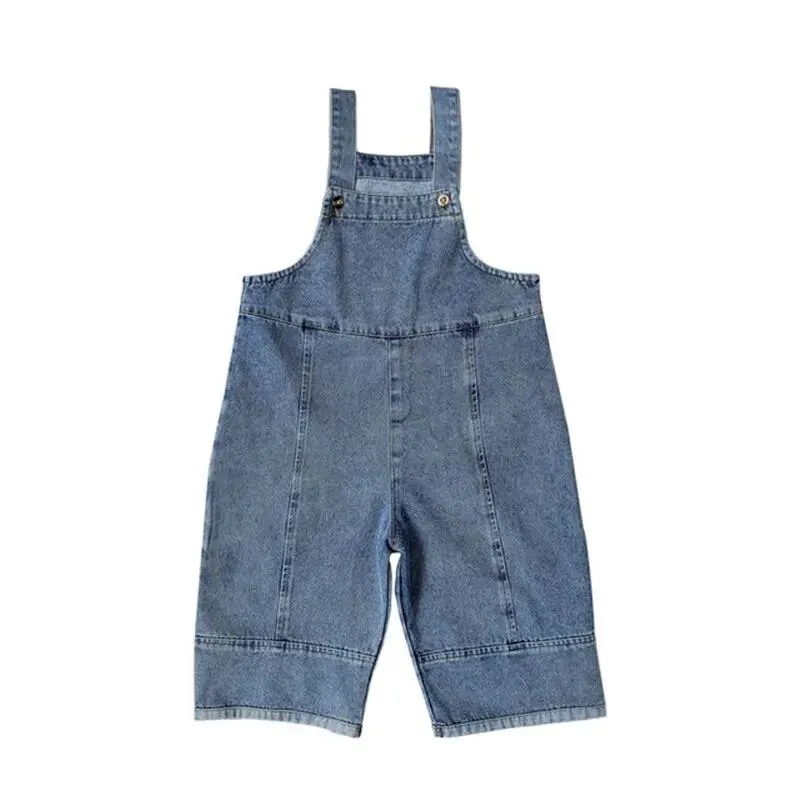 Wide Leg Denim Dungarees