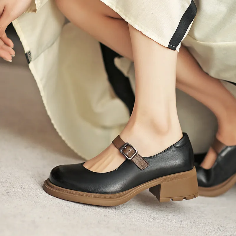 Women Casual Mary Jane Chunky Heel Pumps