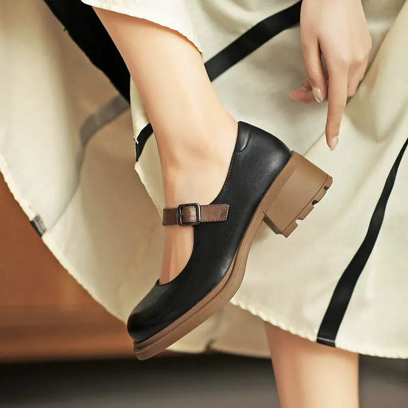 Women Casual Mary Jane Chunky Heel Pumps