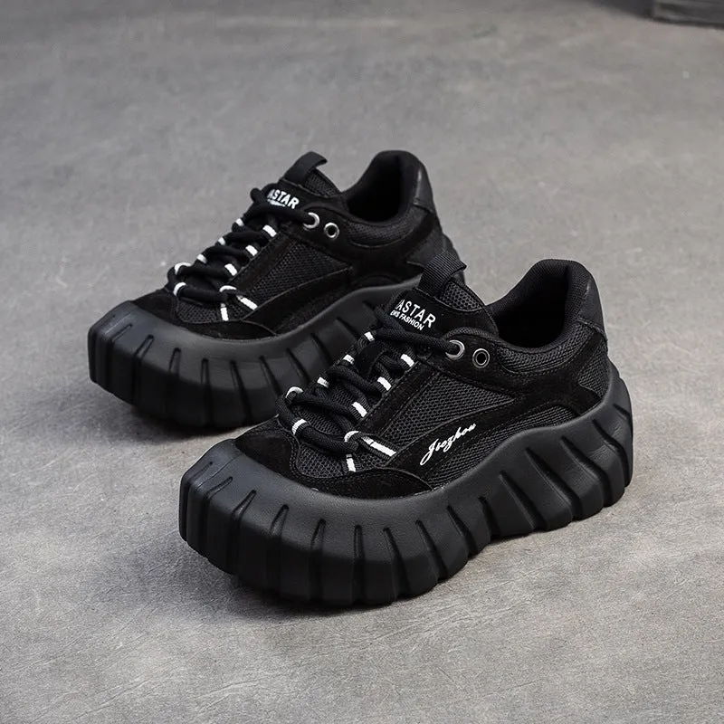 Women Fashion Color Matching Breathable Platform Sneakers