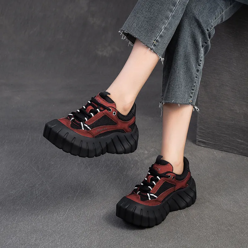 Women Fashion Color Matching Breathable Platform Sneakers