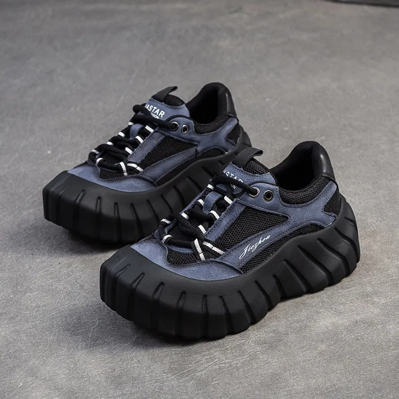 Women Fashion Color Matching Breathable Platform Sneakers