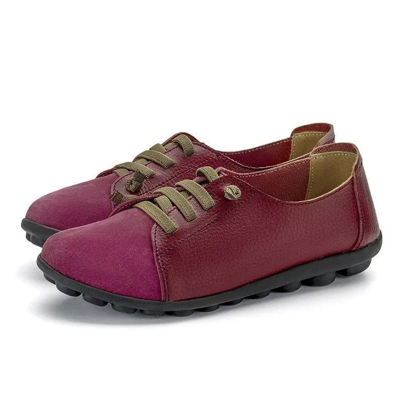 Women's Casual Shoes Leather Flats Loafers Soft Sneakers #MX-052