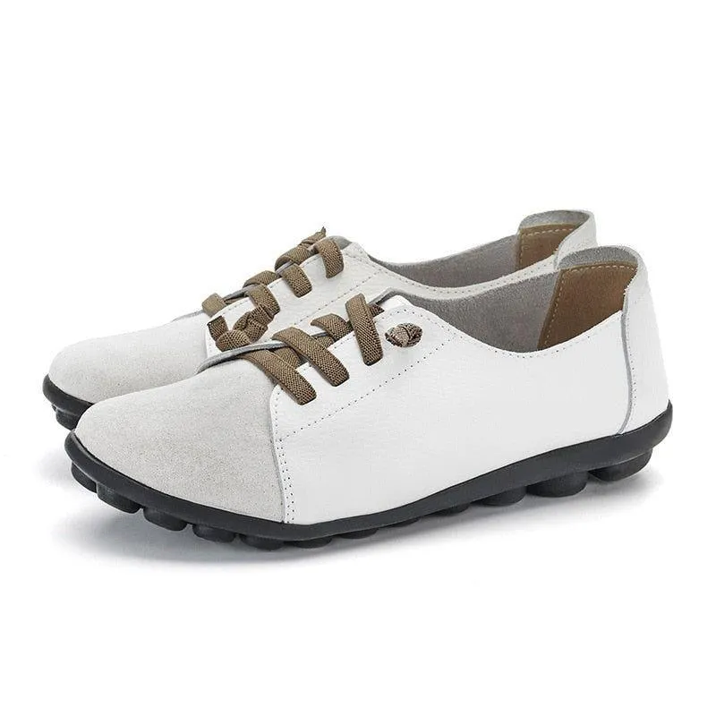 Women's Casual Shoes Leather Flats Loafers Soft Sneakers #MX-052