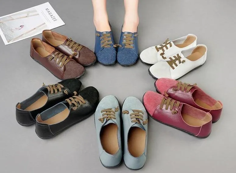 Women's Casual Shoes Leather Flats Loafers Soft Sneakers #MX-052